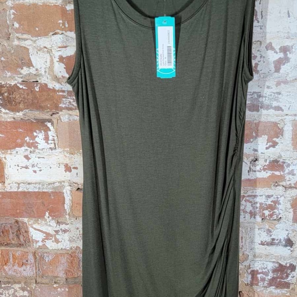 Green Asymmetrical Ruched Sleeveless Tank Top
